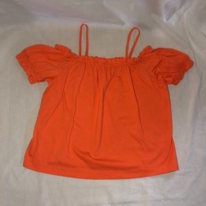 Orange Cold-Shoulder Top